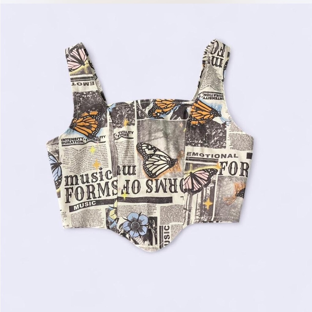 NEVER WORN! Butterfly Print Corset Top